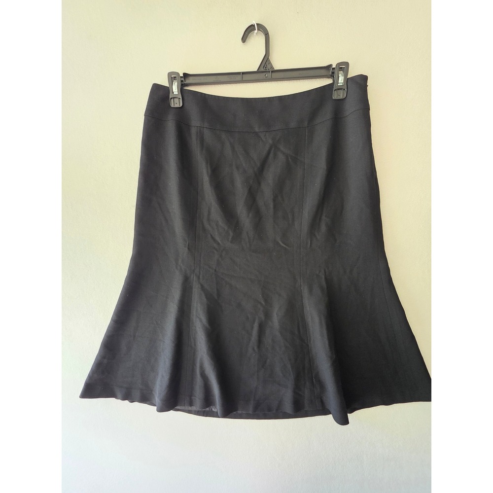 Talbots Womens Black 100% Wool A-Line Flare Skirt Size 14 Career Midi‎ Trumpet